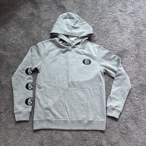 Volcom Gray Hoodie with Logo Patches